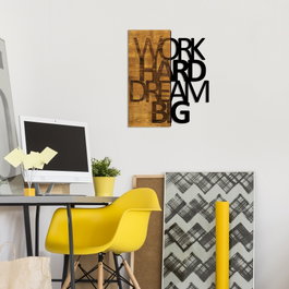 Wallity Work Hard Dream Big Escultura de pared en Nogal y Negro